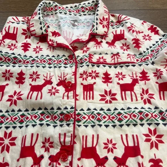 Hanna Andersson Dear Deer Holiday Flannel Scandinavian Night Shirt Nightgown M - Picture 5 of 12